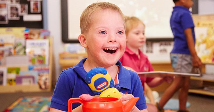 Jock at school playing with toys
