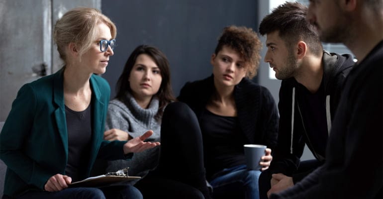 Group of people in an addiction support group