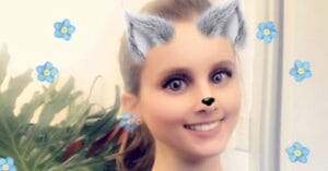 Girl with a snapchat filter on