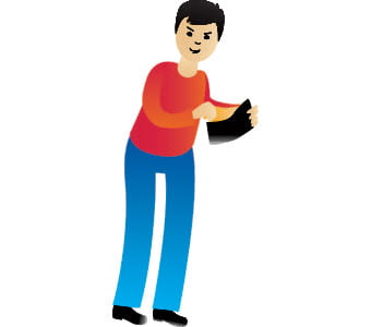 Illustration of a person taking money from a wallet.