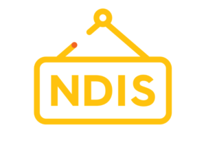 An NDIS icon that looks like a sign, the sign is yellow on a white background