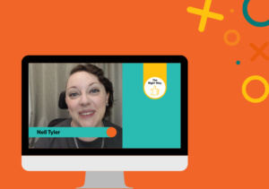A photo of Nell Tyler's video on an orange background