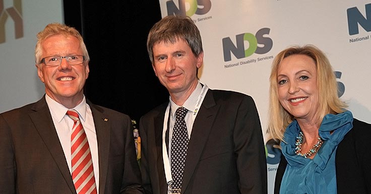 Andrew Richardson, Managing Director of House with No Steps with NDS Chief Executive Ken Baker and NDS President Vicki O'Halloran