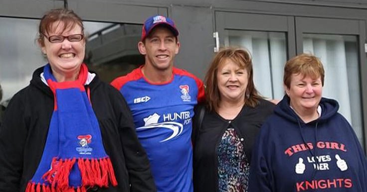Kayleen and Julie with the Newcastle Knights