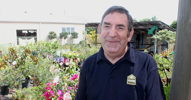 Peter Irwin in the Summerland House Farm nursery