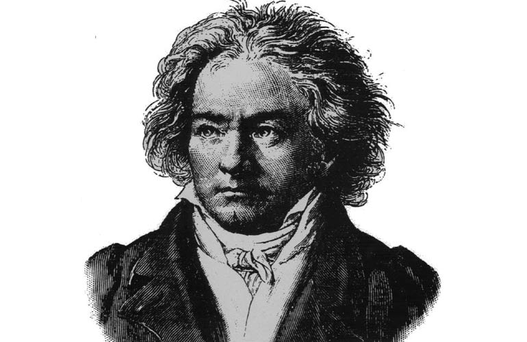 Drawing of a bust of Beethoven