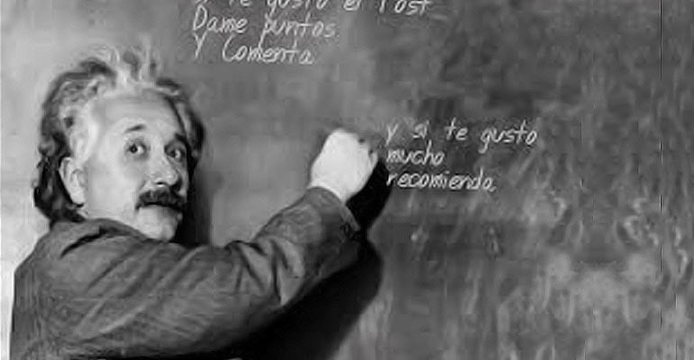 Einstein lecturing and drawing on a chalk board
