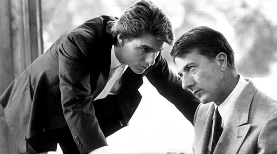 Screen from the movie Rain Man with Dustin Hoffman and Tom Cruise