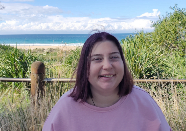 Emily Brown our customer from Supported Independent Living at Minto visiting Wollongong beach.