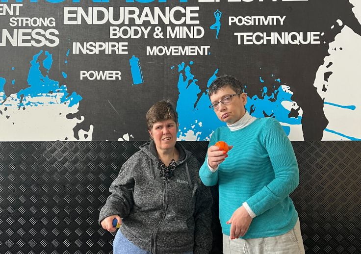 Aruma SIL customers Janette and Melissa at Active Monash community fitness club on saturdays.